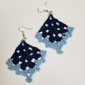 Handcrafted Blue Crochet Earrings